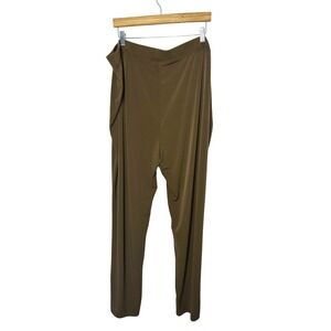Susan Graver Essentials Pants Women's 2XTALL Brown Liquid Knit pull on plus size